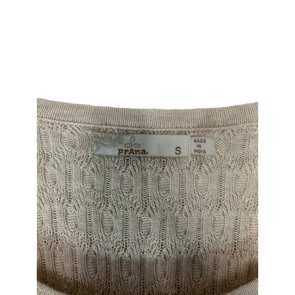 Prana Zora Cable Knit Cream Crew Neck Granola Girl Sweater Dress Size Small - Picture 3 of 14